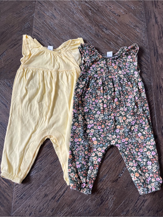 Old Navy Other - Old Navy Floral Green & Yellow Rompers- Pack of 2